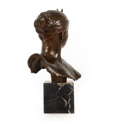 French Antique Bronze Sculpture Bust of Diana by Falguiere ca 1880