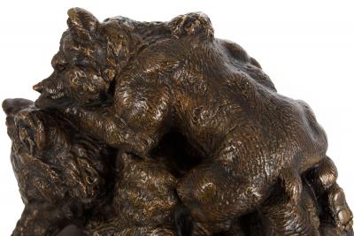 French Antique Bronze Sculpture Family of Bears by Delabrierre