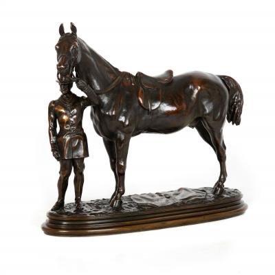 French Antique Bronze Sculpture Race Horse Walter Scott by Alfred Barye