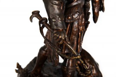 French Antique Bronze Sculpture Scottish Hunter Pierre Jules Mene ca 1900