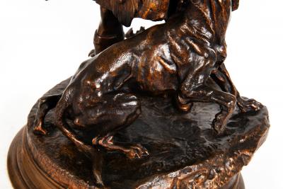 French Antique Bronze Sculpture Scottish Hunter Pierre Jules Mene ca 1900