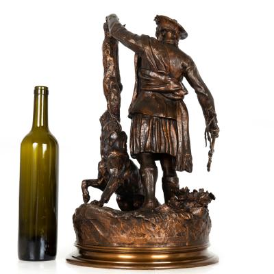 French Antique Bronze Sculpture Scottish Hunter Pierre Jules Mene ca 1900