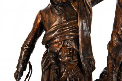 French Antique Bronze Sculpture Scottish Hunter Pierre Jules Mene ca 1900