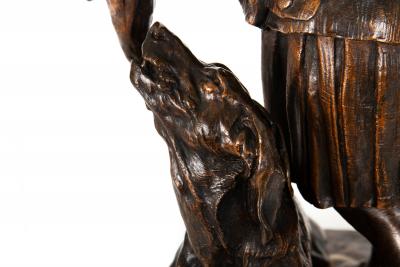 French Antique Bronze Sculpture Scottish Hunter Pierre Jules Mene ca 1900