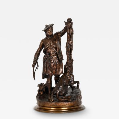 French Antique Bronze Sculpture Scottish Hunter Pierre Jules Mene ca 1900