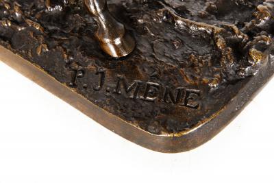 French Antique Bronze Sculpture of Ibrahim Arabian Stallion by Pierre J Mene