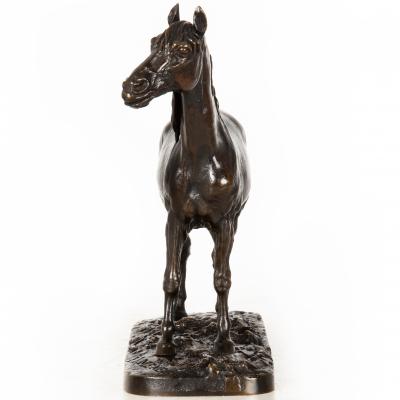 French Antique Bronze Sculpture of Ibrahim Arabian Stallion by Pierre J Mene
