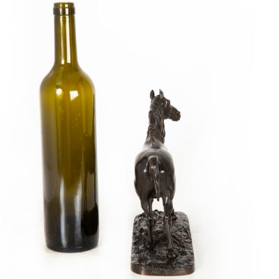 French Antique Bronze Sculpture of Ibrahim Arabian Stallion by Pierre J Mene