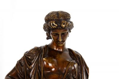 French Antique Bronze Sculpture of Sapho by Jean Baptiste Clesinger ca 1875
