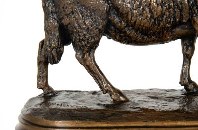 French Antique Bronze Sculpture of Standing Ram Isidore Jules Bonheur