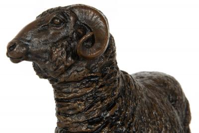 French Antique Bronze Sculpture of Standing Ram Isidore Jules Bonheur