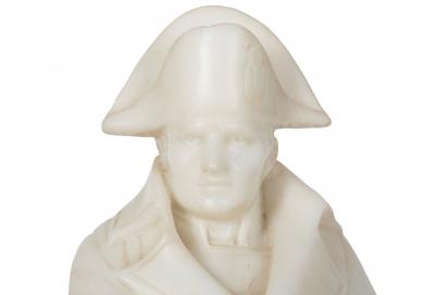 French Antique Carved Alabaster Sculpture Statue of Napoleon 20 1 2 H