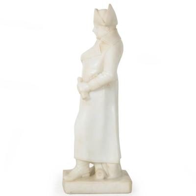 French Antique Carved Alabaster Sculpture Statue of Napoleon 20 1 2 H