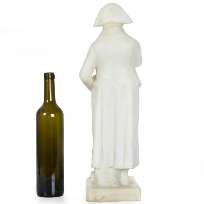 French Antique Carved Alabaster Sculpture Statue of Napoleon 20 1 2 H