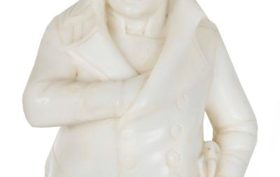 French Antique Carved Alabaster Sculpture Statue of Napoleon 20 1 2 H