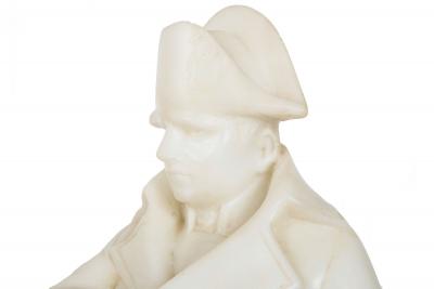 French Antique Carved Alabaster Sculpture Statue of Napoleon 20 1 2 H