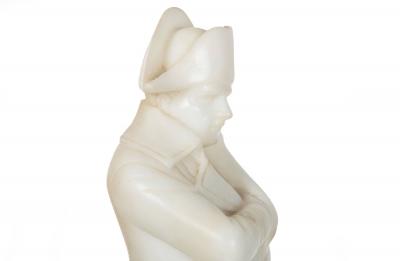 French Antique Carved Alabaster Sculpture Statue of Napoleon 20 1 2 H