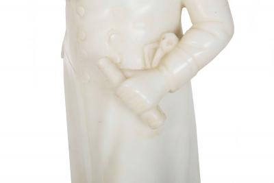 French Antique Carved Alabaster Sculpture Statue of Napoleon 20 1 2 H