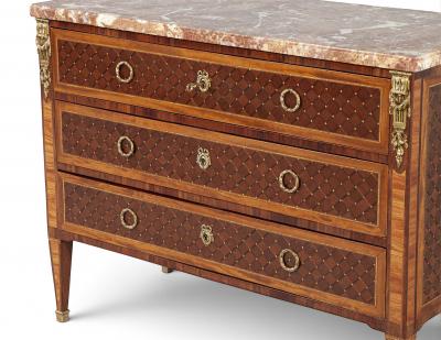 French Antique Louis XVI Style Marble Top Chest of Drawers