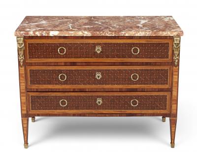 French Antique Louis XVI Style Marble Top Chest of Drawers
