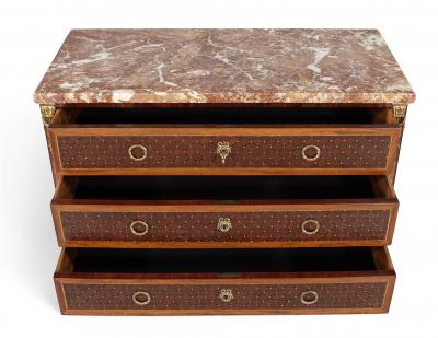 French Antique Louis XVI Style Marble Top Chest of Drawers