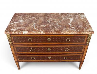 French Antique Louis XVI Style Marble Top Chest of Drawers
