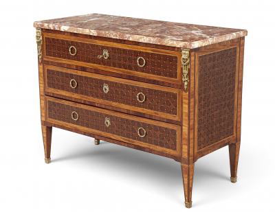 French Antique Louis XVI Style Marble Top Chest of Drawers