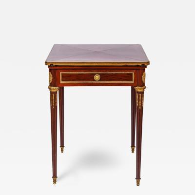 French Antique Ormolu Mounted Mahogany Envelope Games Card Table C 1870