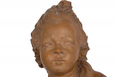 French Antique Terracotta Sculpture Bust of Comtesse D Artois by Fernand Cian