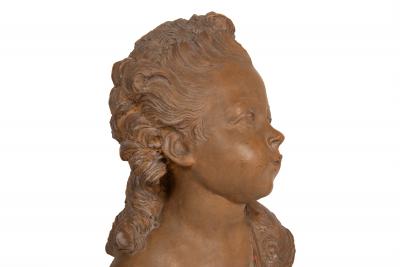 French Antique Terracotta Sculpture Bust of Comtesse D Artois by Fernand Cian