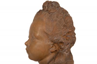 French Antique Terracotta Sculpture Bust of Comtesse D Artois by Fernand Cian