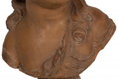 French Antique Terracotta Sculpture Bust of Comtesse D Artois by Fernand Cian