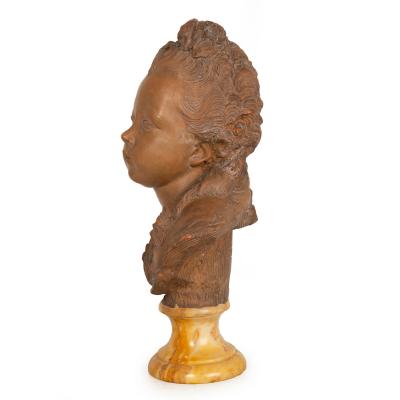 French Antique Terracotta Sculpture Bust of Comtesse D Artois by Fernand Cian