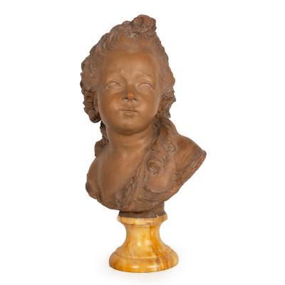 French Antique Terracotta Sculpture Bust of Comtesse D Artois by Fernand Cian