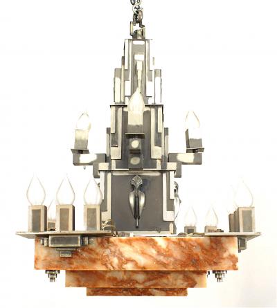 French Art Deco 16 Light Chandelier