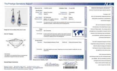 French Art Deco AGL Natural No Heat Sapphire and Diamond Pendant Earrings