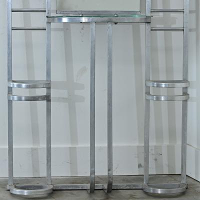 French Art Deco Aluminum Hall Tree with Mirror