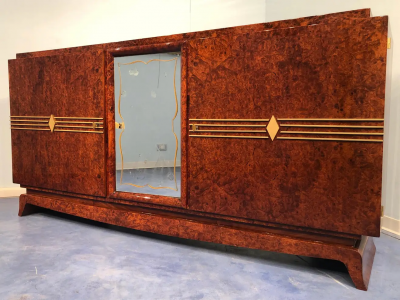 French Art Deco Amboyna Sideboard 1940s