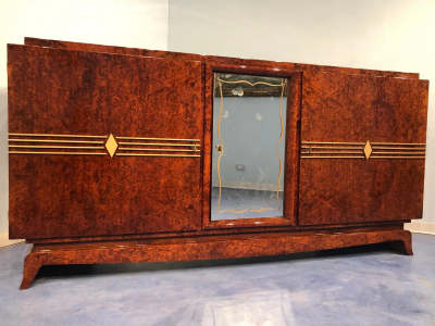 French Art Deco Amboyna Sideboard 1940s
