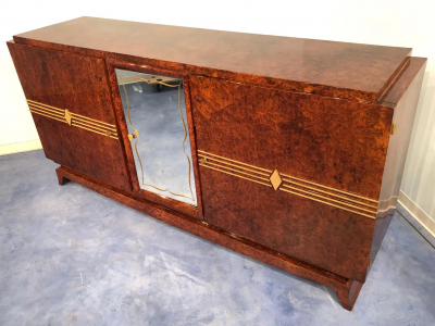 French Art Deco Amboyna Sideboard 1940s