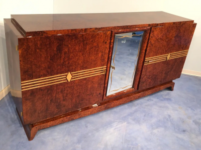 French Art Deco Amboyna Sideboard 1940s