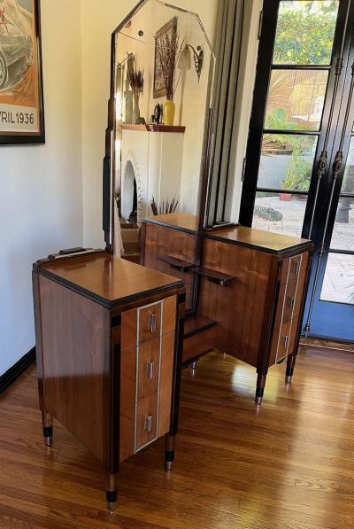 French Art Deco Bedroom Suite King or Twin Size Beds Complete and Matching Set