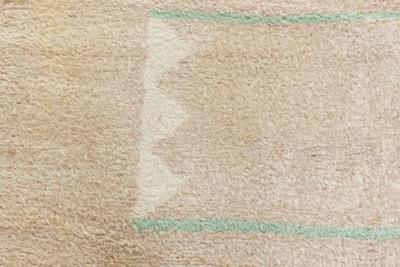 French Art Deco Beige Brown Green and Orange Hand Knotted Wool Rug