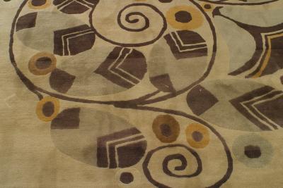 French Art Deco Beige Patterned Area Rug