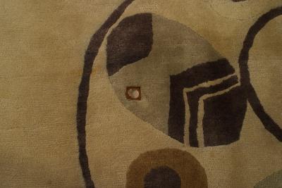 French Art Deco Beige Patterned Area Rug