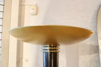 French Art Deco Black Gold Floor Lamp Torchiere 1930s