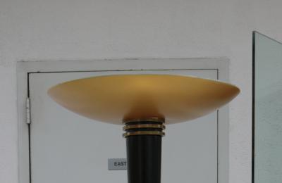 French Art Deco Black Gold Floor Lamp Torchiere 1930s