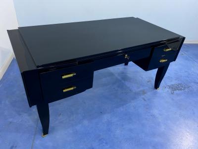 French Art Deco Black Lacquered Executive Desk 1930s