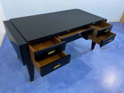 French Art Deco Black Lacquered Executive Desk 1930s