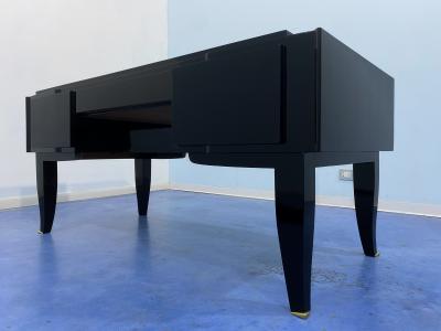 French Art Deco Black Lacquered Executive Desk 1930s